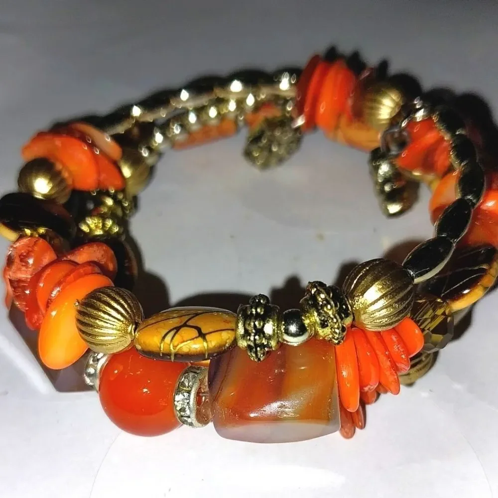 Vintage Beaded spiral bracelet